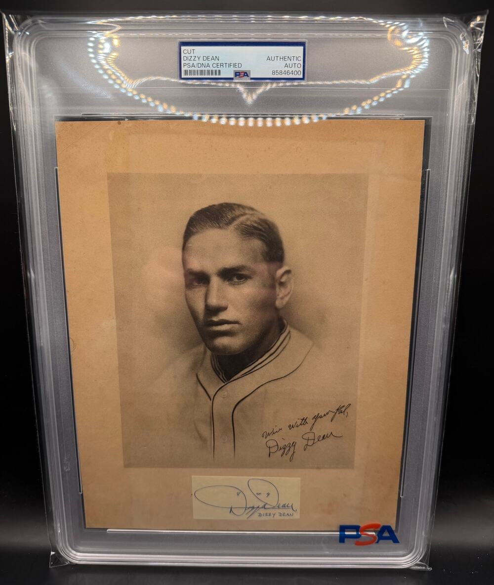 1936 Grape Nuts Dizzy Dean Autograph Signed PSA Photo St Louis Cardinal Gashouse